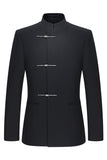 Black Slim Fit Men's 2 Piece Mandarin Collar Suit