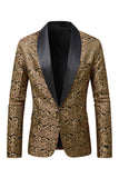 Dark Red Jacquard Shawl Lapel Men's Formal Blazer