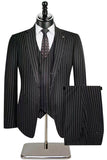 Beige Striped 3 Piece Notched Lapel Men's Suits