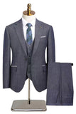 3 Piece Notched Lapel One Button Men's Navy Suits