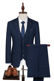 3 Piece Notched Lapel One Button Men's Navy Suits
