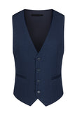 3 Piece Notched Lapel One Button Men's Navy Suits