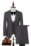 Dark Grey 3 Piece Peak Lapel Slim Fit Men's Wedding Suits