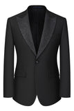 Slim Fit 3 Piece Peak Lapel Men's Black Suits