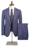 Peacock Blue Peak Lapel One Button 3 Piece Men's Suits