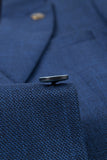 Peacock Blue Peak Lapel One Button 3 Piece Men's Suits
