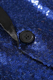 Sparkly Blue Shawl Lapel One Button Men's Prom Blazer