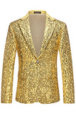 Sparkly Golden Notched Lapel Sequins 2 Piece Prom Suits