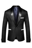Black Striped Shawl Lapel One Button Men's Formal Blazer