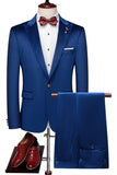 Blue Peak Lapel 2 Piece Slim Fit Prom Suits
