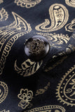 Men's Black Golden Notched Lapel Printed Formal Blazer