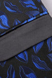 Blue Printed Notched Lapel Men's Formal Blazer