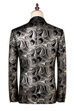 Black Silver Shawl Lapel Printed Men's Suits