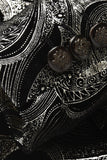 Black Silver Shawl Lapel Printed Men's Suits