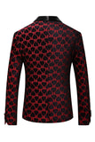 Black Red Printed Shawl Lapel Men's Formal Blazer