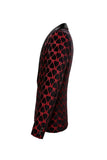 Black Red Printed Shawl Lapel Men's Formal Blazer