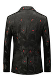 Black Jacquard Notched Lapel Single Breasted Men's Formal Blazer