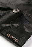 Black Jacquard Notched Lapel Single Breasted Men's Formal Blazer