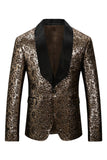 Sparkly Golden Shawl Lapel Single Breasted Men's Formal Blazer