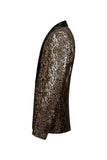 Sparkly Golden Shawl Lapel Single Breasted Men's Formal Blazer