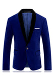 Men's Blue Shawl Lapel One Button Formal Blazer
