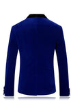 Men's Blue Shawl Lapel One Button Formal Blazer