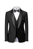 Men's Black Shawl Lapel One Button Formal Suits
