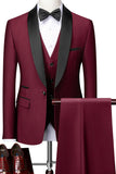 Men's Black Shawl Lapel One Button Formal Suits