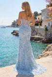 Fuchsia Mermaid Strapless Corset 3D Flowers Sequin Long Plus Size Prom Dress with Slit