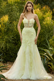 Purple Mermaid Strapless Lace Corset Long Prom Dress with 3D Flowers