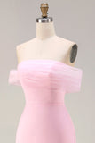 Pink 3D Flowers Off the Shoulder Mermaid Prom Dress