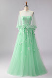 Blush Floral Tulle A-Line Appliqued Long Corset Formal Dress with Sequins
