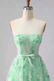 Blush Floral Tulle A-Line Appliqued Long Corset Formal Dress with Sequins