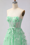 Blush Floral Tulle A-Line Appliqued Long Corset Formal Dress with Sequins