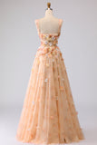 Champagne Off The Shoulder Floral A-Line Convertible Long Prom Dress