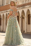 Champagn Appliqued A-Line Off The Shoulder Convertible Long Plus Size Prom Dress