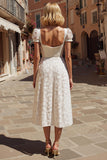 Ivory A Line Lace Short Sleeve Wedding Dress