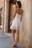 Strapless Lace Ivory Short Wedding Reception Dress