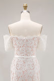 Off The Shoulder Lace Ivory Midi Rehearsal Dinner Dress