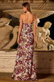 Fuchsia Mermaid Sweetheart Sequin Long Florla Prom Dress with Slit