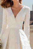 Ivory A Line V Neck Midi Registry Office Wedding Dress
