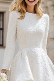 Ivory A Line Bateau Neck Long Sleeve High-Low Engagement Dress