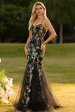 Pink Corset Floral Mermaid Lace Up Back Long Prom Dress with Sequins