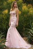 Black Mermaid Corset Sequins Floral Long Prom Dress with Lace Up Back