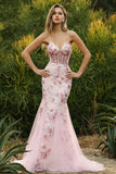 Black Mermaid Corset Sequins Floral Long Prom Dress with Lace Up Back