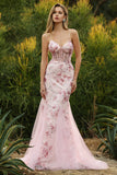 Black Mermaid Corset Sequins Floral Long Prom Dress with Lace Up Back