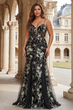 Sparkly Black Mermaid Corset Long Plus Size Prom Dress with Lace Up Back