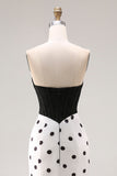 Black and White Polka Dots Sweetheart Mermaid Long Corset Formal Dress