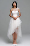 White One Shoulder Tulle High Low Engagement Dress