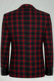 Red Black Grid 2 Piece Notched Lapel Men's Prom Suits